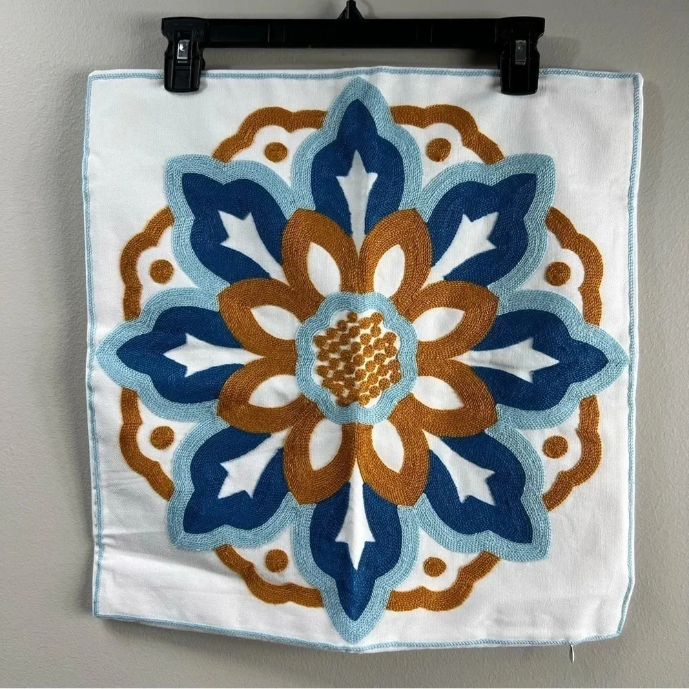 COTTON embroidered mandala style pillow case 17.5